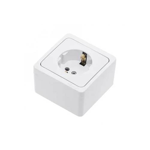 NEAD Beyaz Sıva Üstü Topraklı Priz - IP20, 220-250 V, Dayanıklı Plastik Gövde