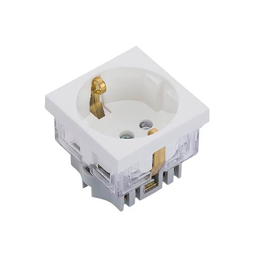 NEAD 45x45 mm Beyaz Şebeke Priz - 250V, 16A, Nötr Bağlantı Tipi