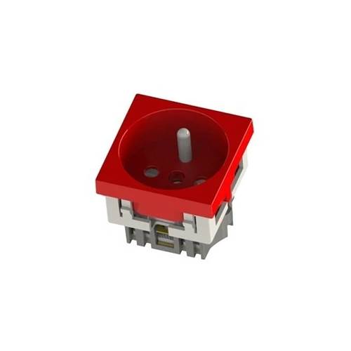 NEAD 45x45 mm Kırmızı UPS Priz, 220-230V 16A, Çocuk Emniyetli, Modüler Uyumluluk